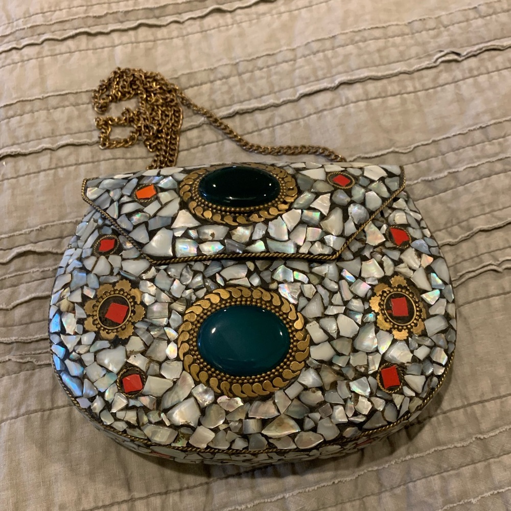 Mosaic Hard Case Clutch Crossbody